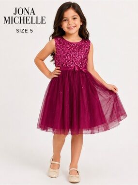 JONA MICHELLE girls beautiful fuchsia sequin fashion special occasion dress /5